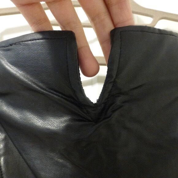 BEBE black ruched mesh and faux leather strapless tube dress - Picture 14 of 14